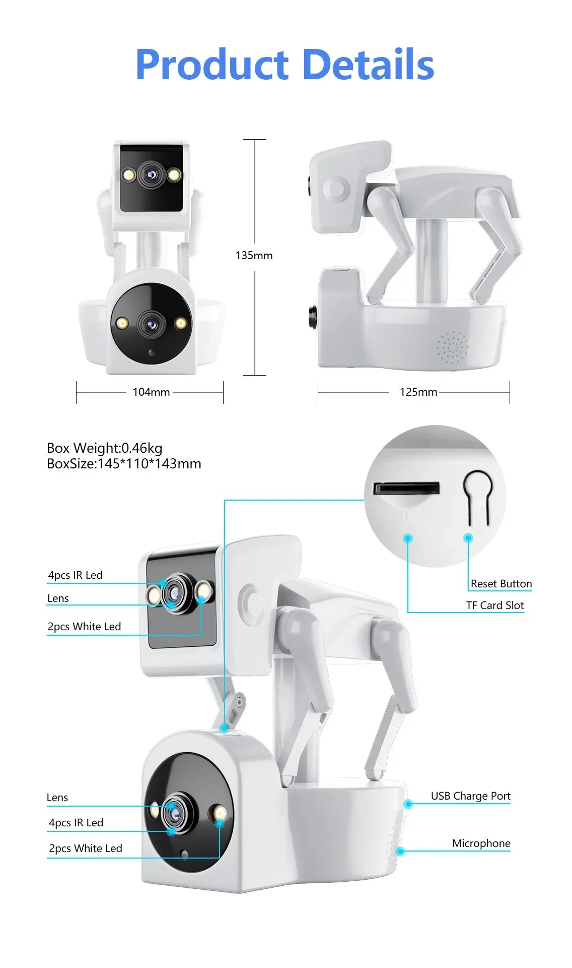 4MP Dual Lens APP Robot Dog Wireless PTZ IP Dome Camera