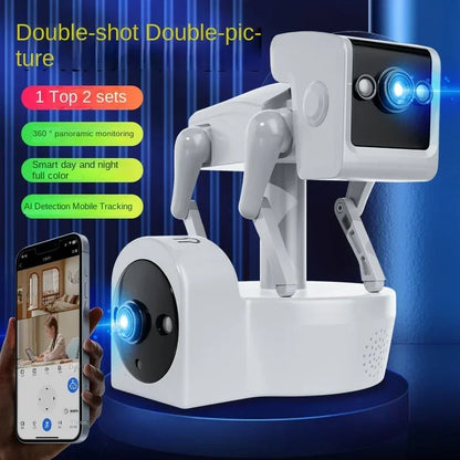 4MP Dual Lens APP Robot Dog Wireless PTZ IP Dome Camera