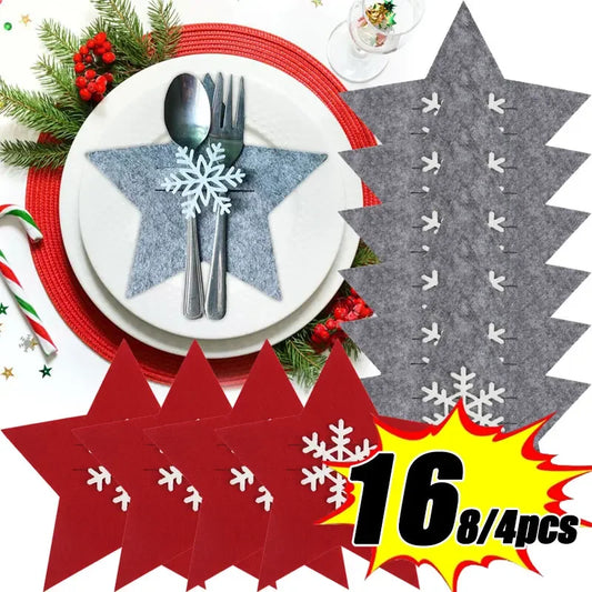 4/12pcs Christmas Cutlery Holder Table Decoration