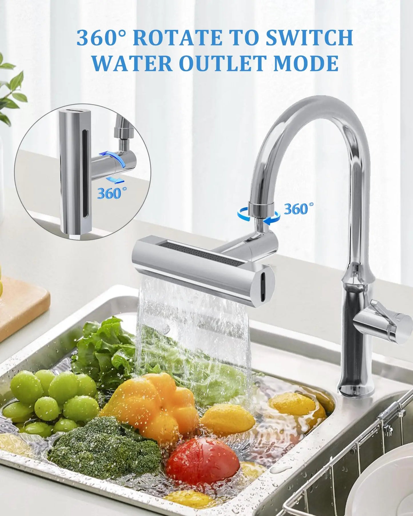 AquaFlex 4-in-1: Splash-Proof Faucet Extender with Waterfall Mode