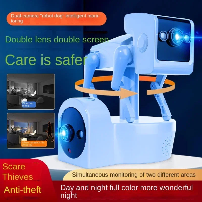 4MP Dual Lens APP Robot Dog Wireless PTZ IP Dome Camera