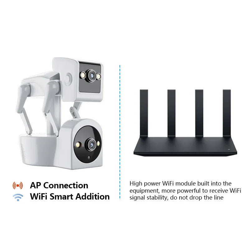 4MP Dual Lens APP Robot Dog Wireless PTZ IP Dome Camera