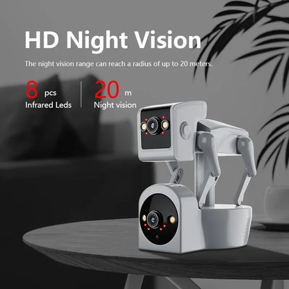 4MP Dual Lens APP Robot Dog Wireless PTZ IP Dome Camera