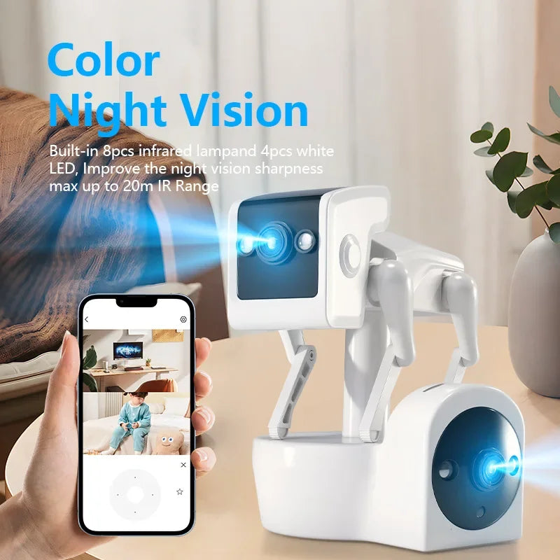 4MP Dual Lens APP Robot Dog Wireless PTZ IP Dome Camera